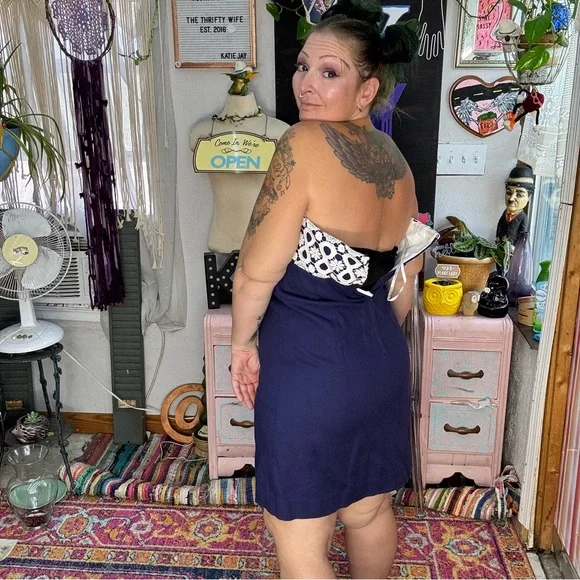 Lilly Pulitzer Bowen Navy Strapless Mini Dress with White Crochet Bust size 10 - Picture 7 of 15